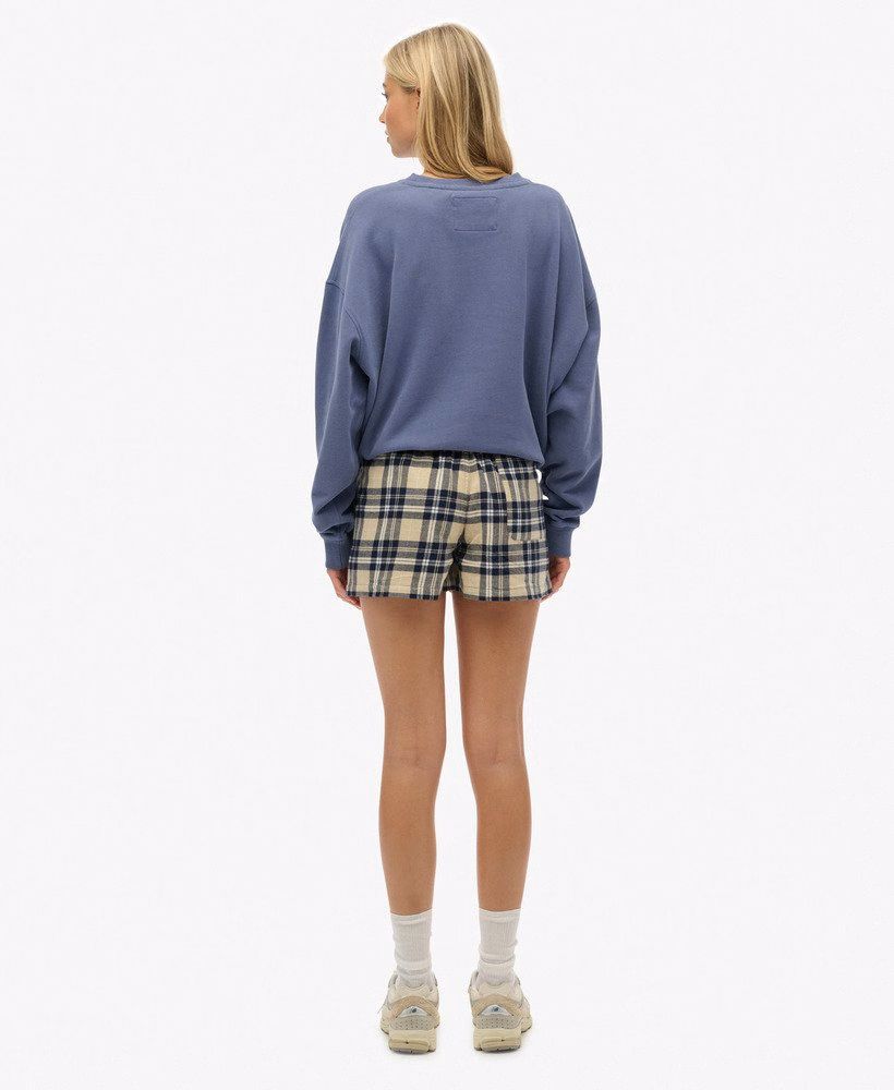 Katoenen geruite elastische shorts
