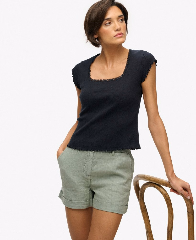 Middelhoge linnen shorts