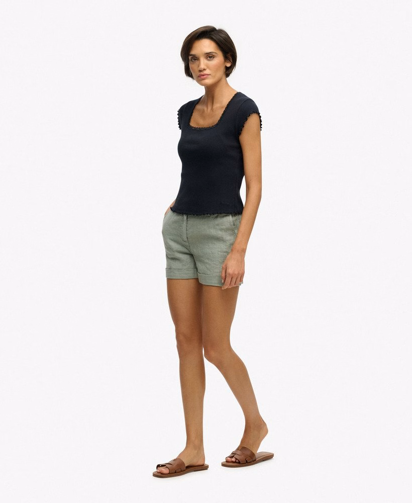 Middelhoge linnen shorts