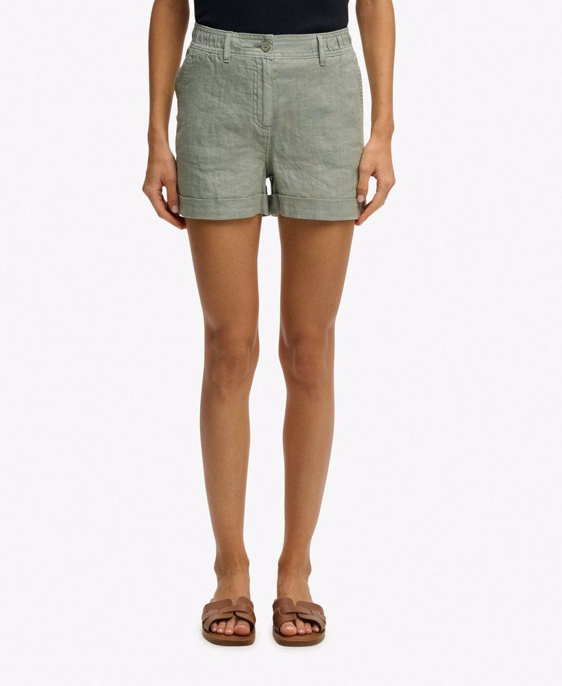 Middelhoge linnen shorts