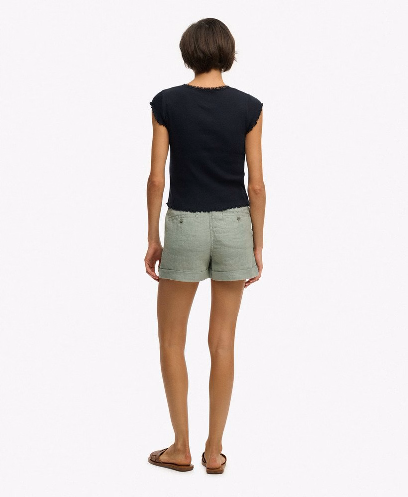 Middelhoge linnen shorts