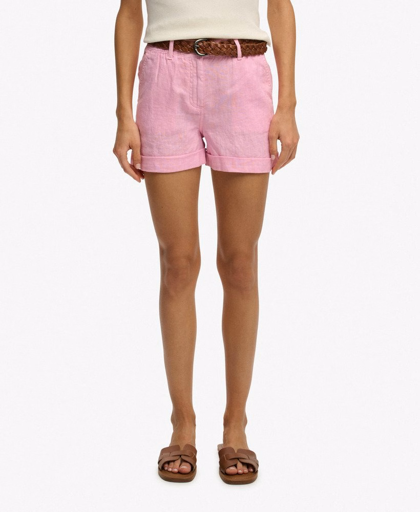 Middelhoge linnen shorts