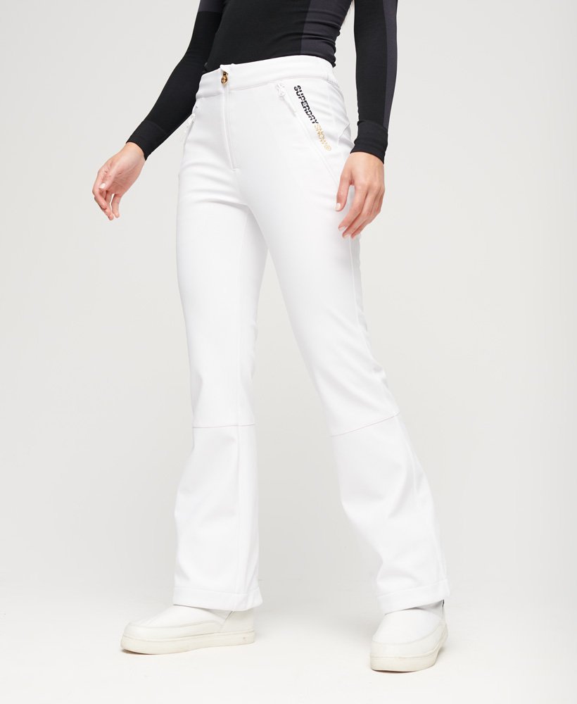 slim fit skibroek van softshell in het wit