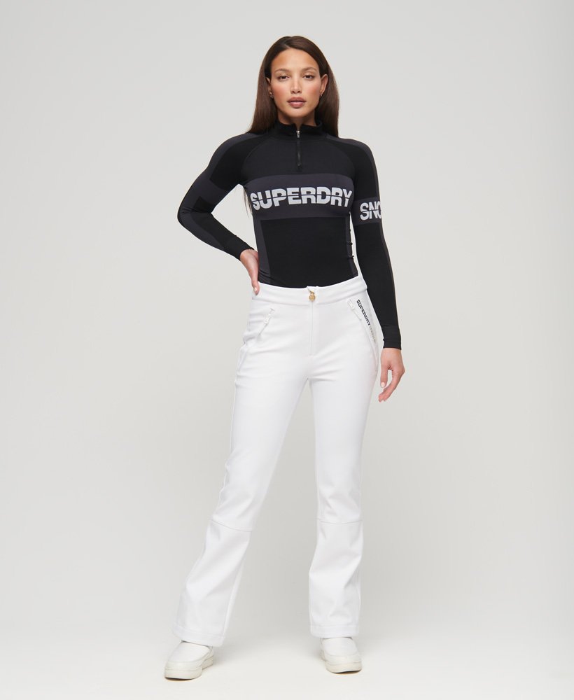 slim fit skibroek van softshell in het wit