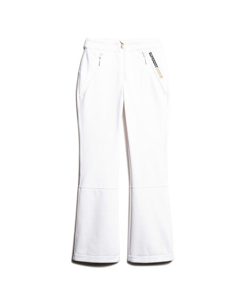 slim fit skibroek van softshell in het wit