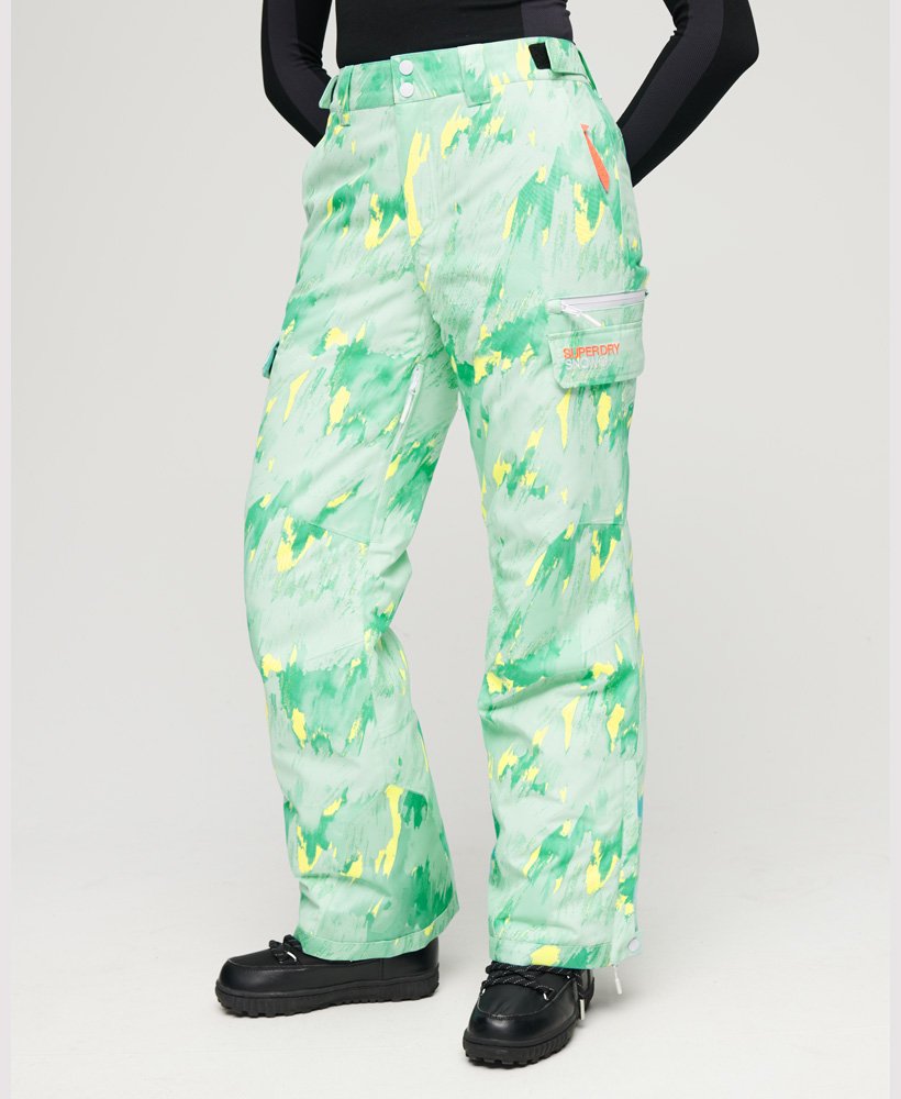 ultimate rescue skibroek in abstracte turquoise limoengroene kleur