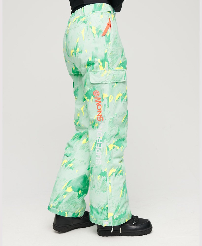 ultimate rescue skibroek in abstracte turquoise limoengroene kleur