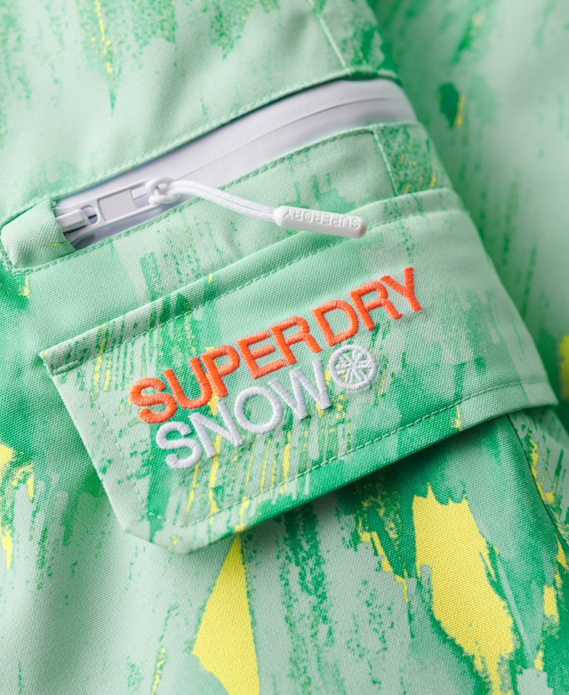 ultimate rescue skibroek in abstracte turquoise limoengroene kleur
