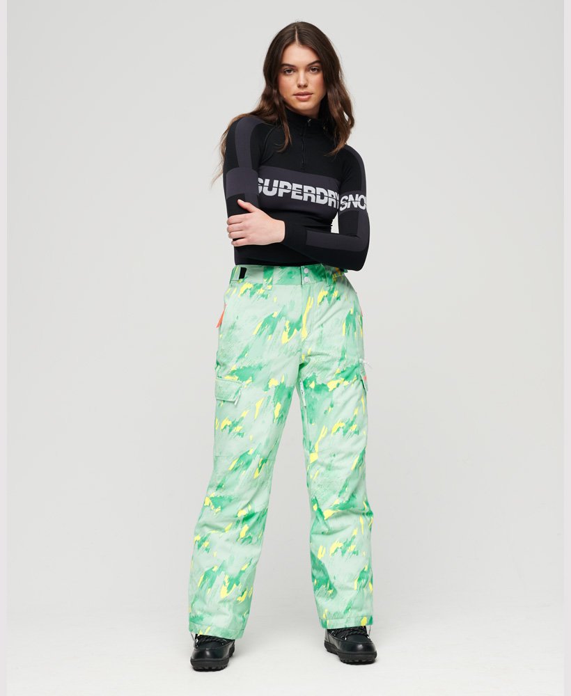ultimate rescue skibroek in abstracte turquoise limoengroene kleur