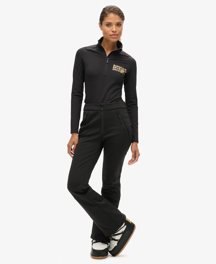 slim fit skibroek van softshell in zwart