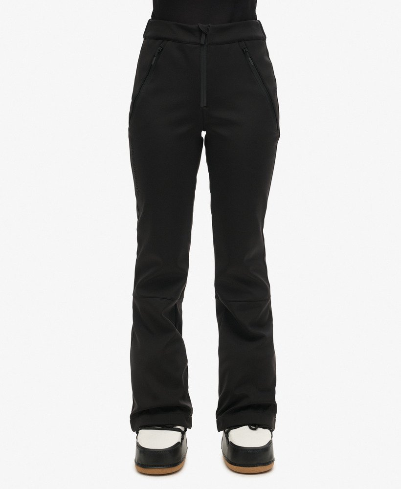 slim fit skibroek van softshell in zwart