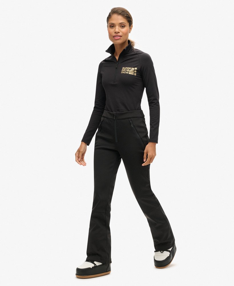 slim fit skibroek van softshell in zwart