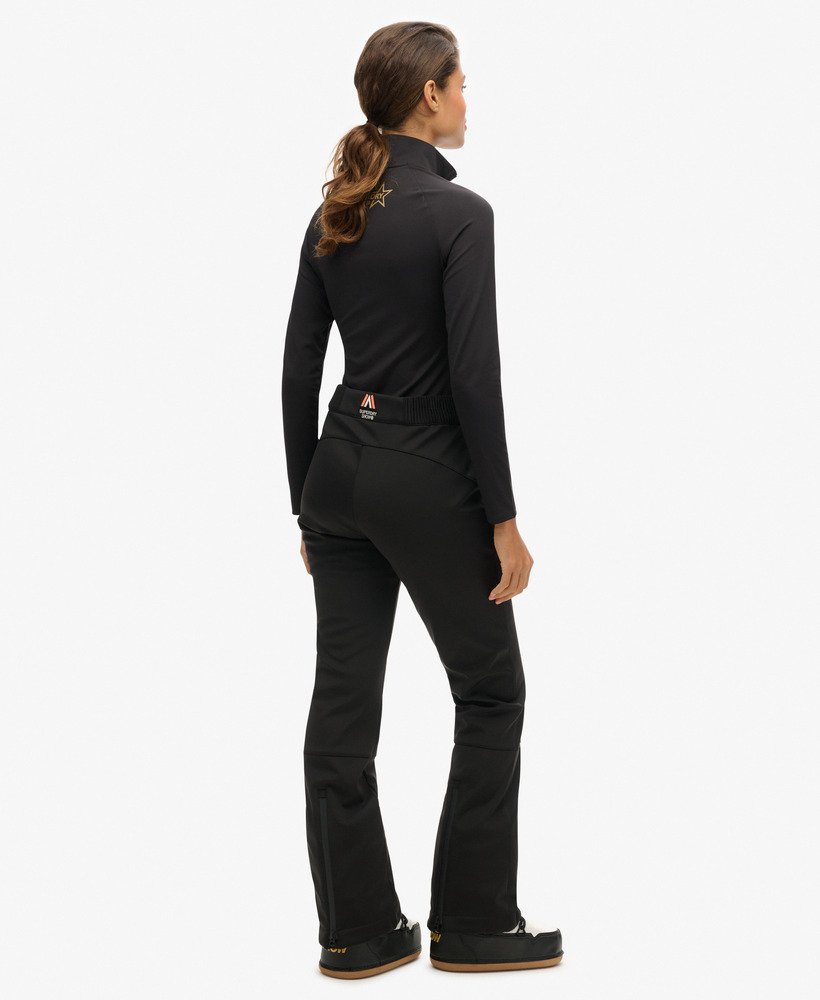 slim fit skibroek van softshell in zwart