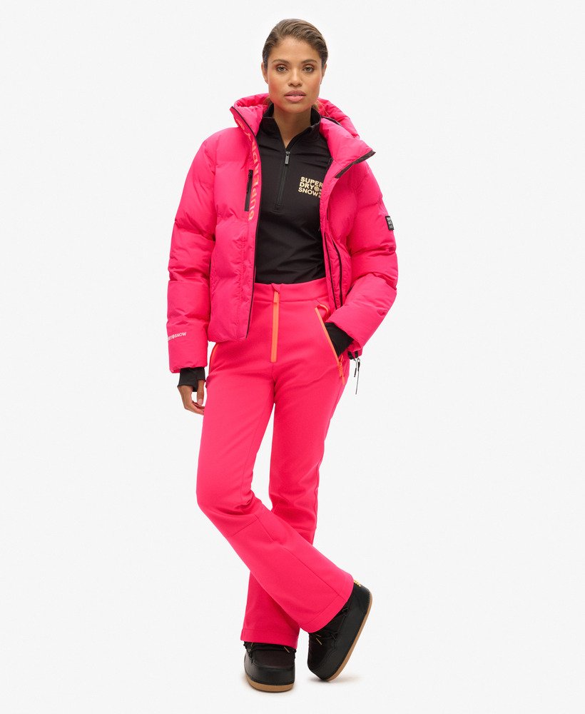 slim fit skibroek van softshell in hyper fire pink
