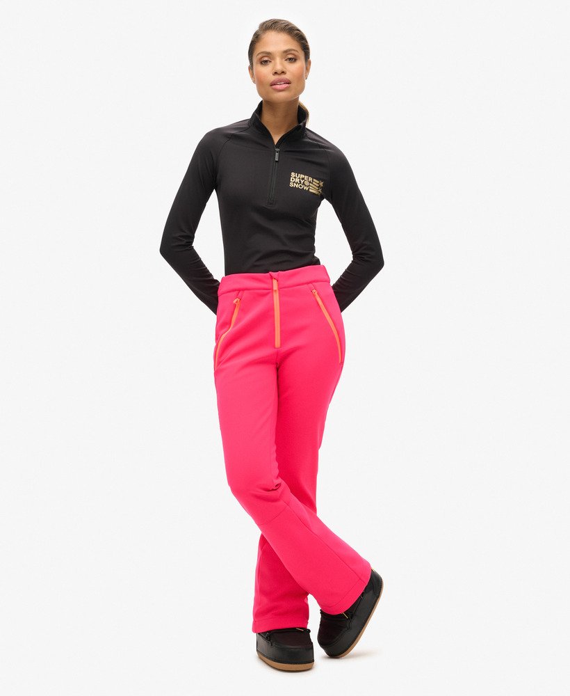 slim fit skibroek van softshell in hyper fire pink
