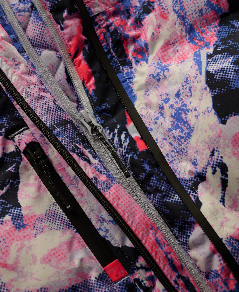 ski boxy puffer jacket in mountain mesh purple