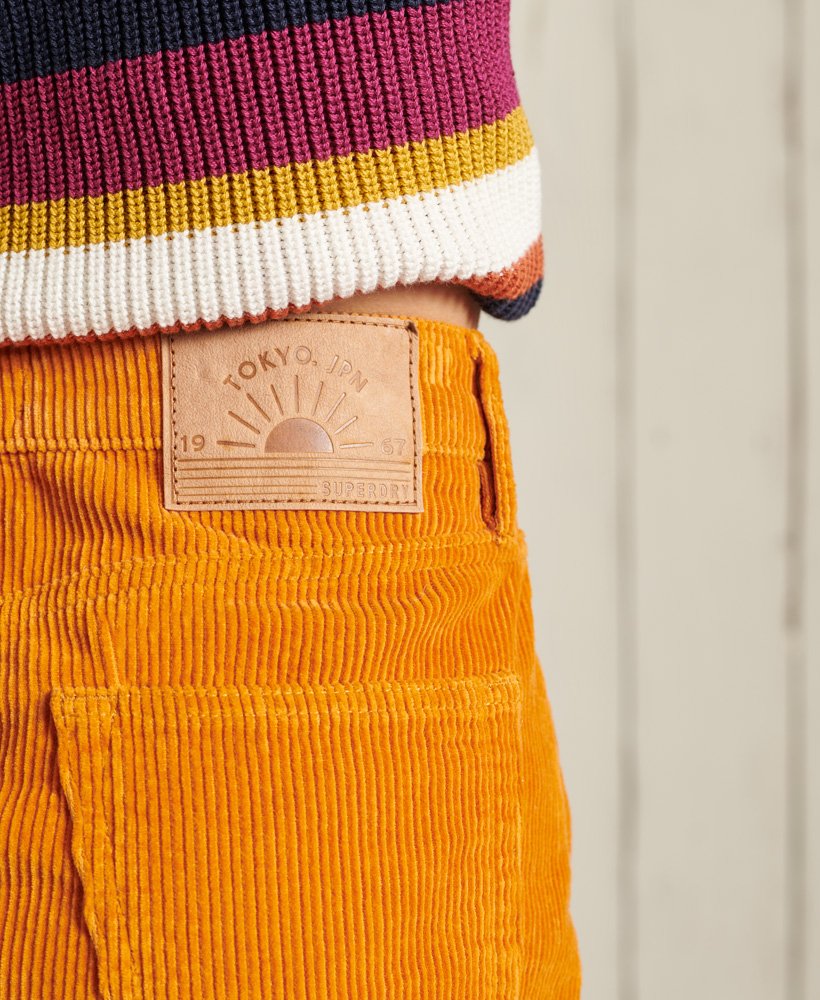 corduroy minirok in geroosterde oranje kleur
