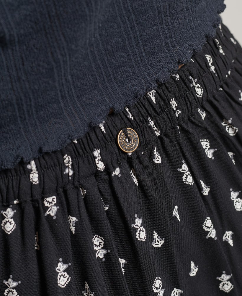 vintage minirok met versieringen in zwart geometrisch patroon