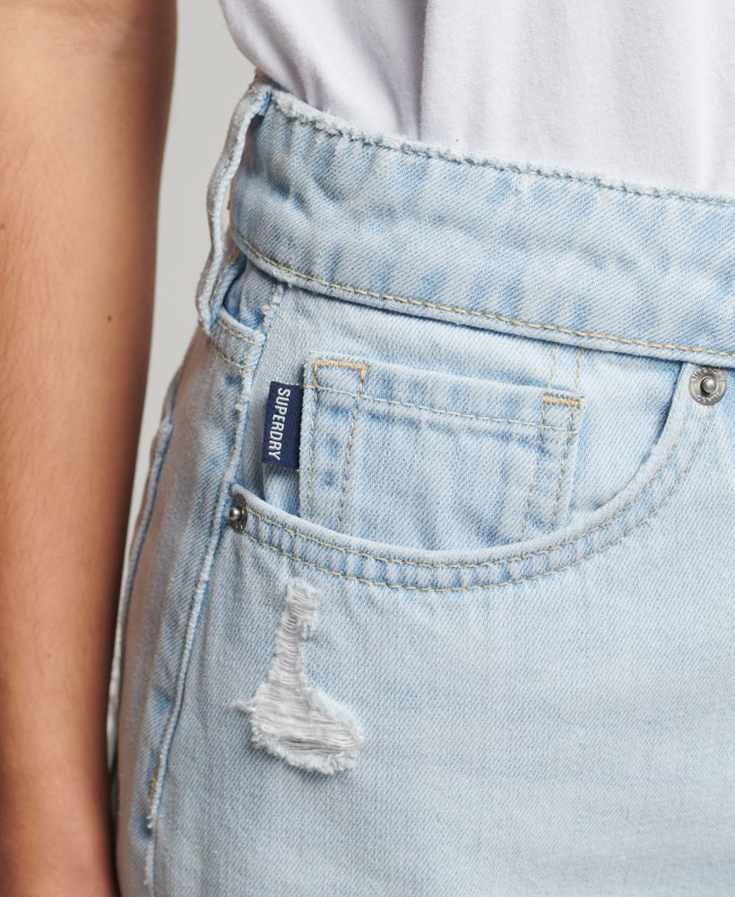 vintage denim minirok in een lichtere indigokleur.