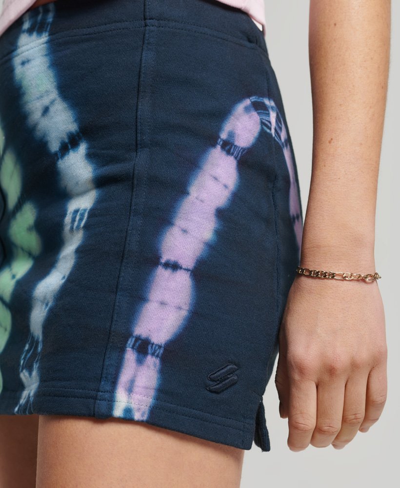 essentiële tie-dye rok in marineblauwlimoengroenpaars