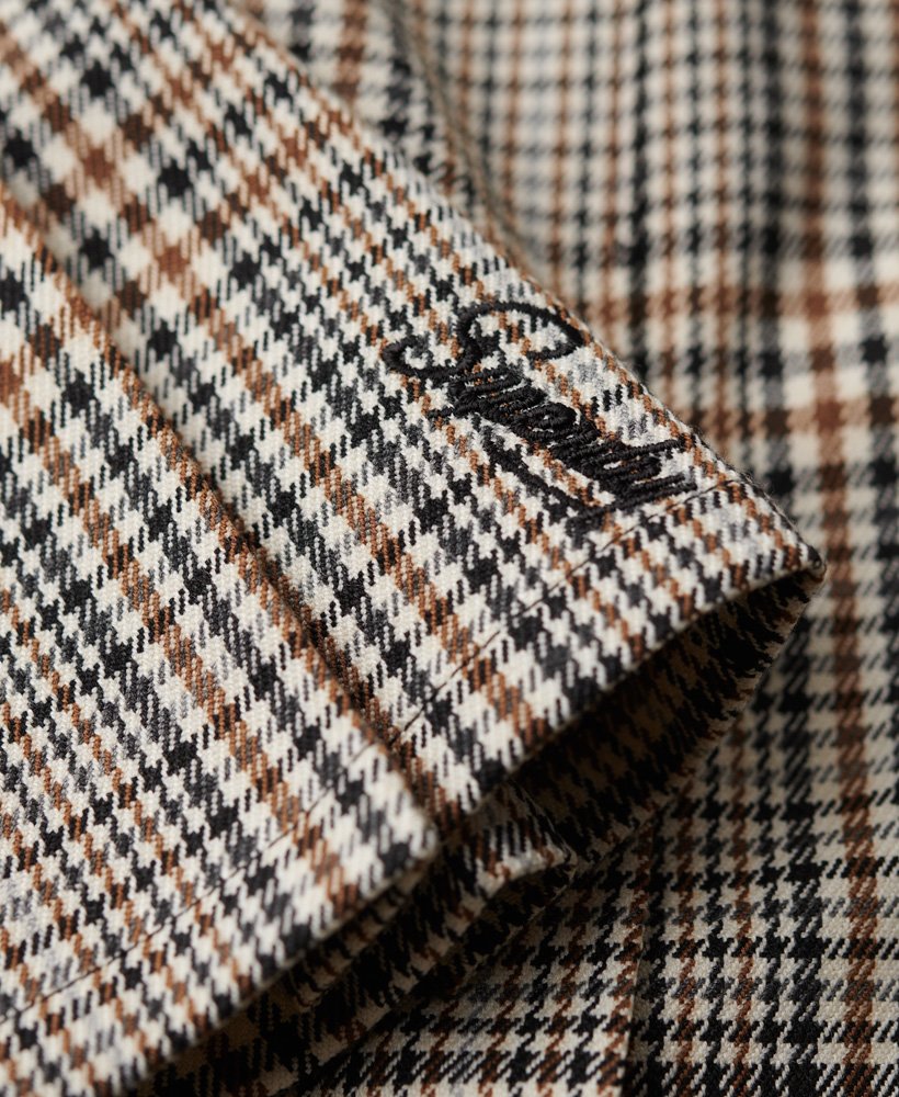 vintage geplooide minirok van tweed in neutrale tweedkleur.