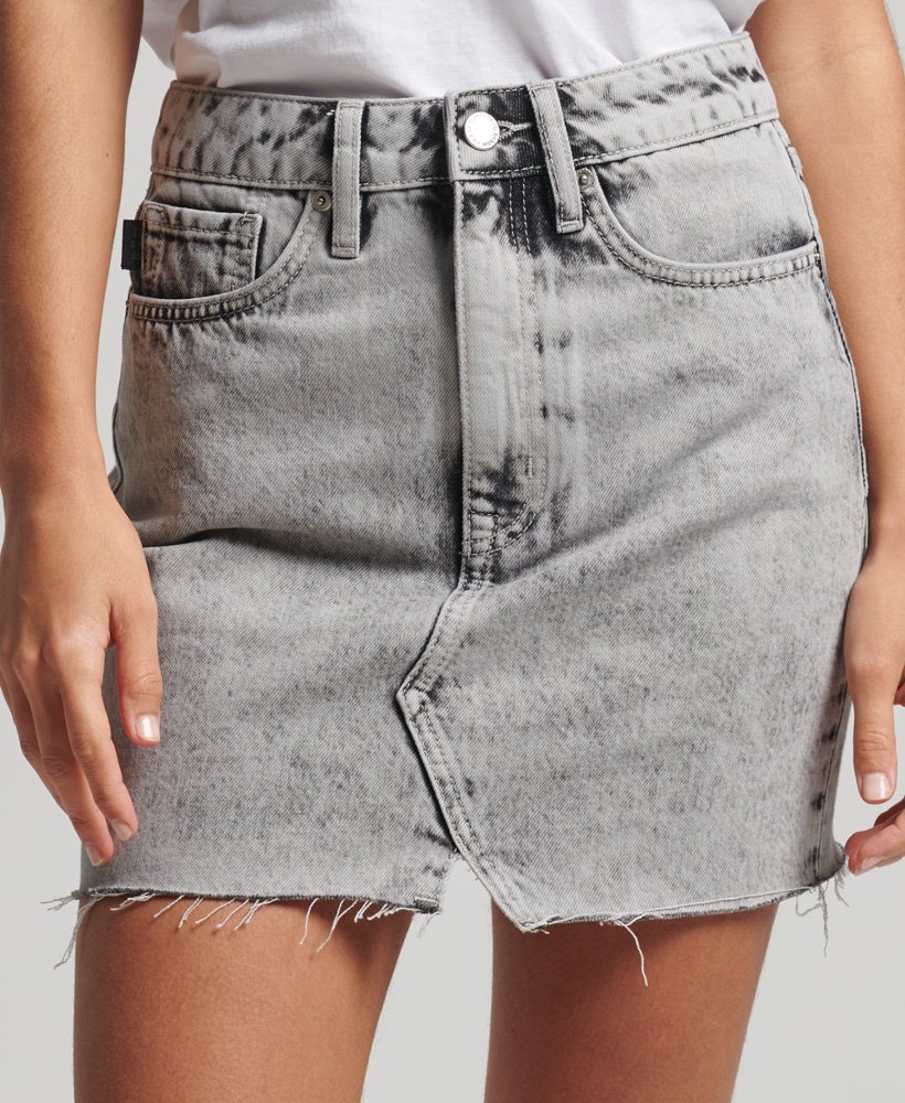 vintage denim minirok in grijs marmer