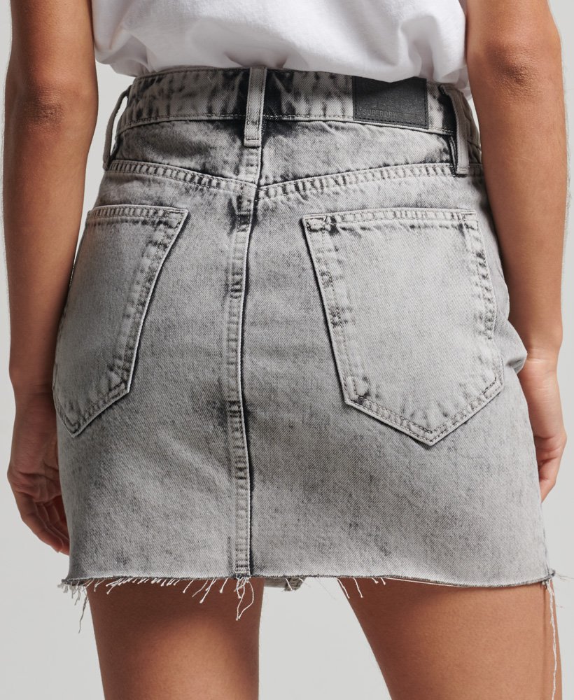vintage denim minirok in grijs marmer