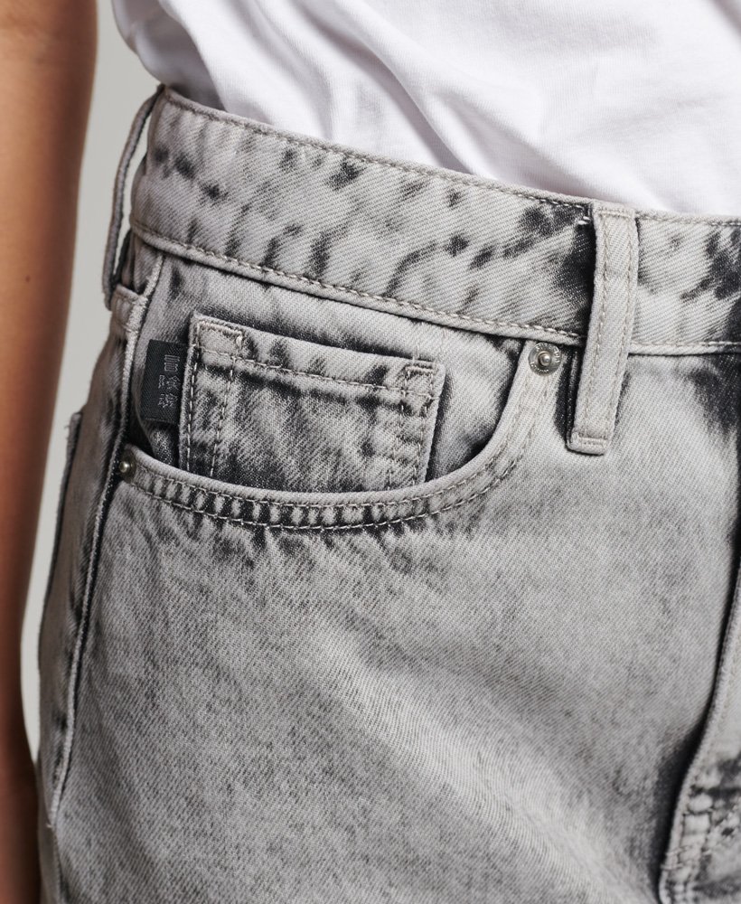 vintage denim minirok in grijs marmer