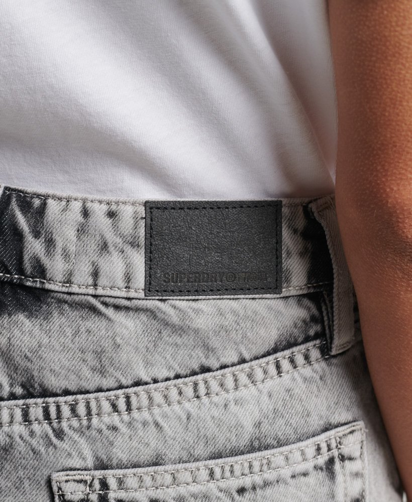 vintage denim minirok in grijs marmer