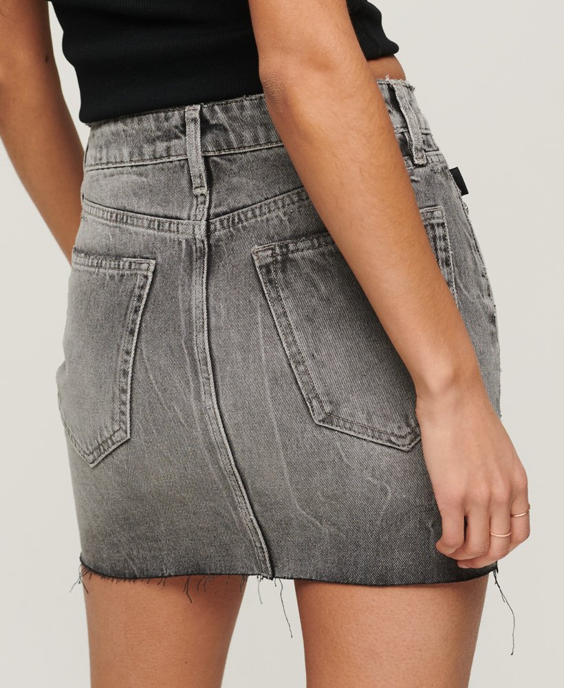 vintage denim minirok in zwart marmer