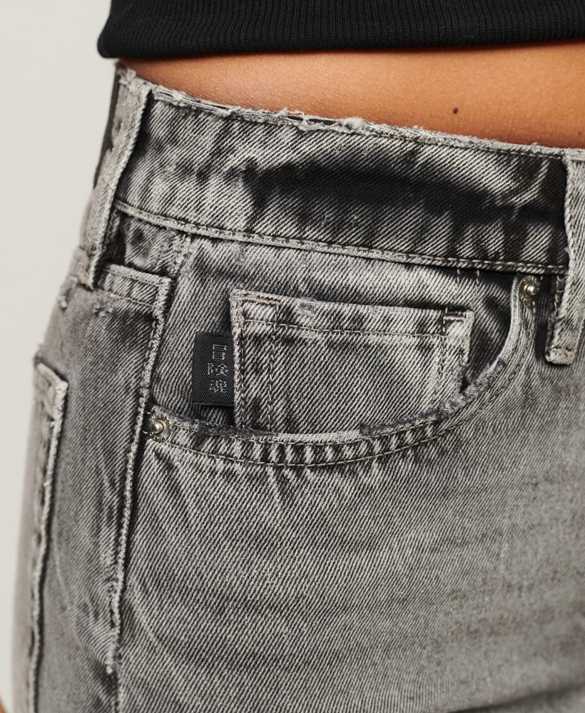 vintage denim minirok in zwart marmer