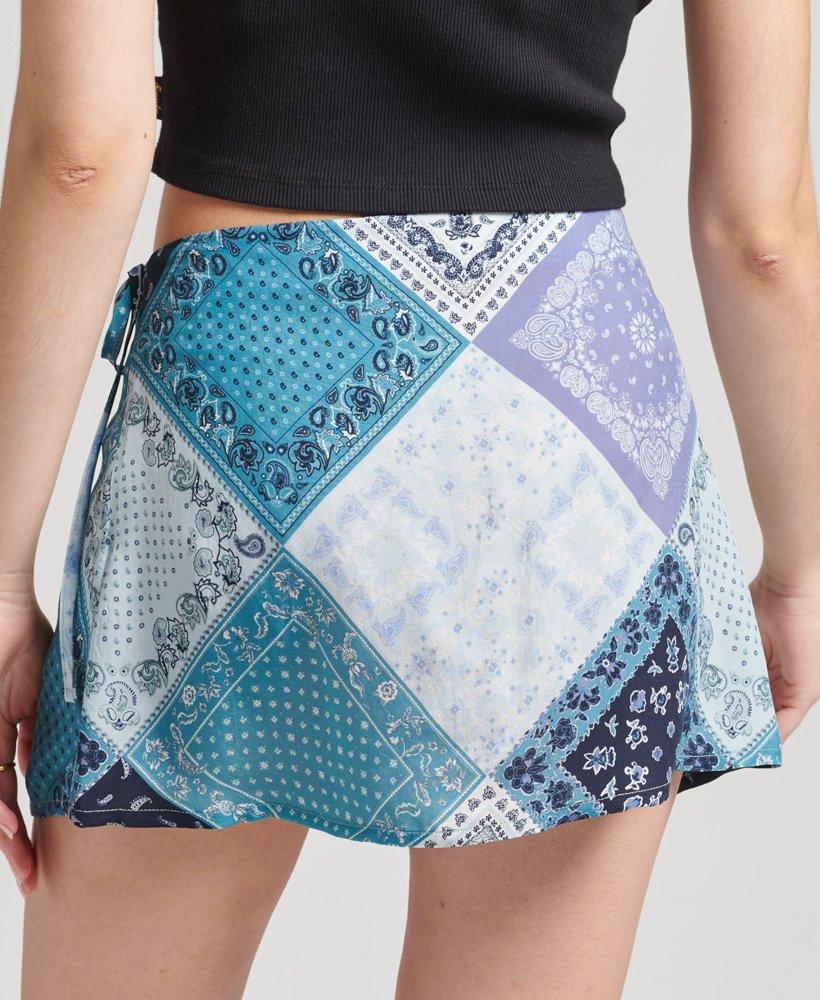 mini wikkelrokje in bandana-blauw aop