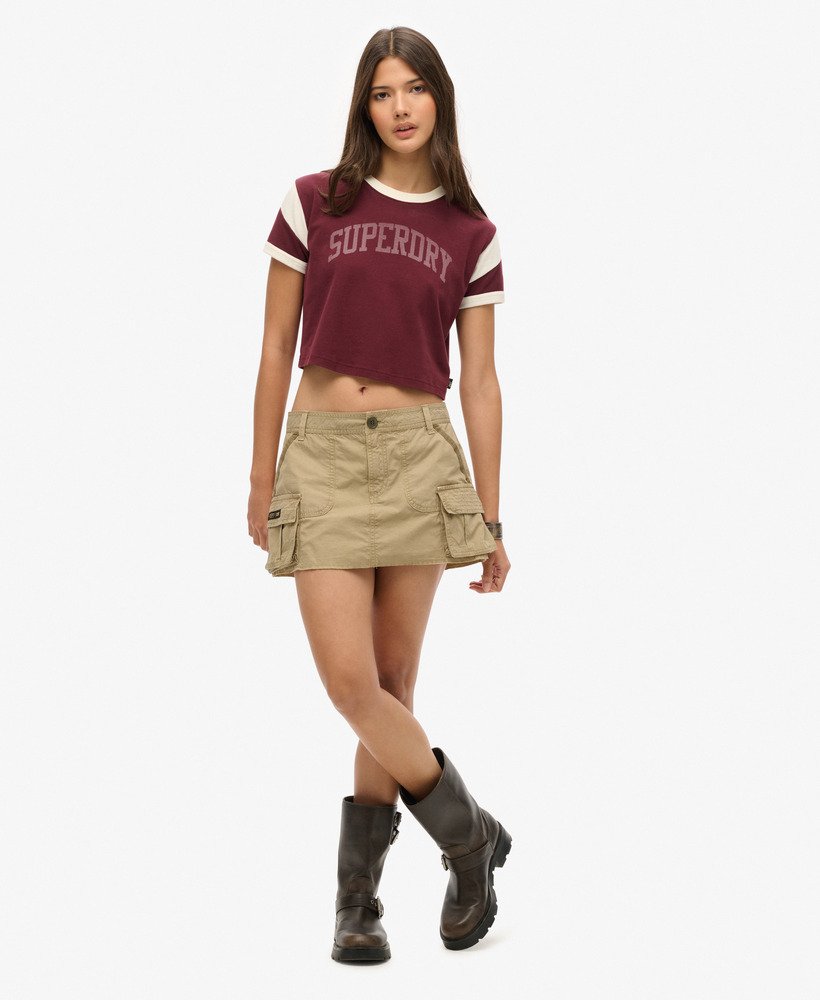 utility parachute skirt in stone wash taupe brown