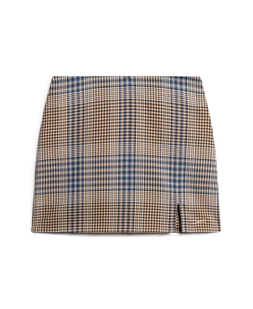 geruite minirok in beige met ruitjesmix