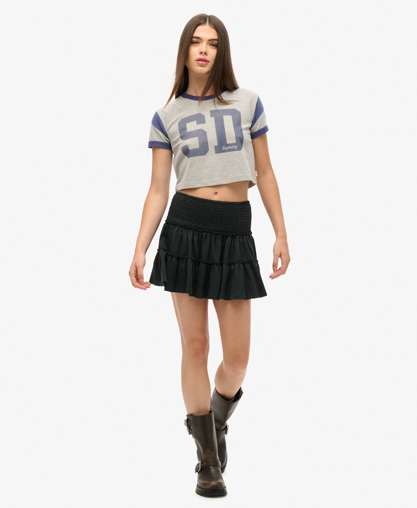 gelaagde jersey minirok in zwart