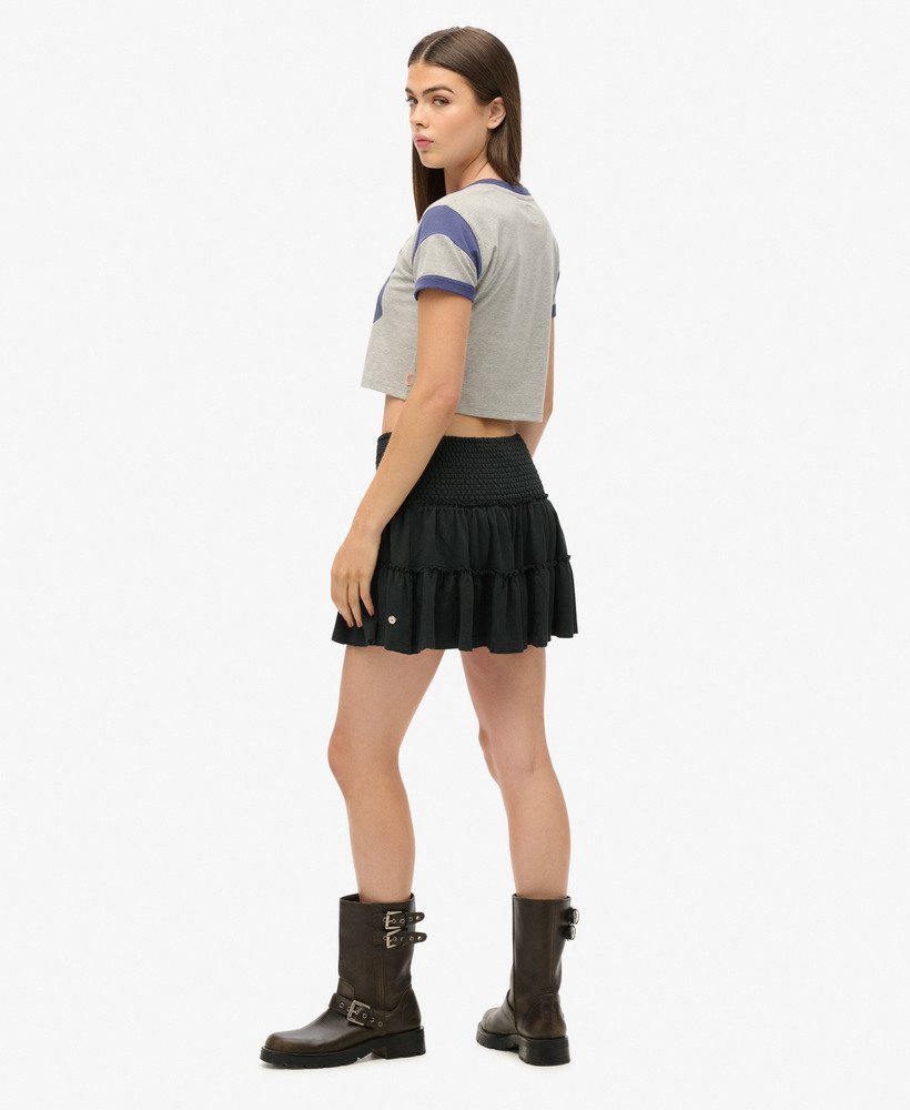 gelaagde jersey minirok in zwart