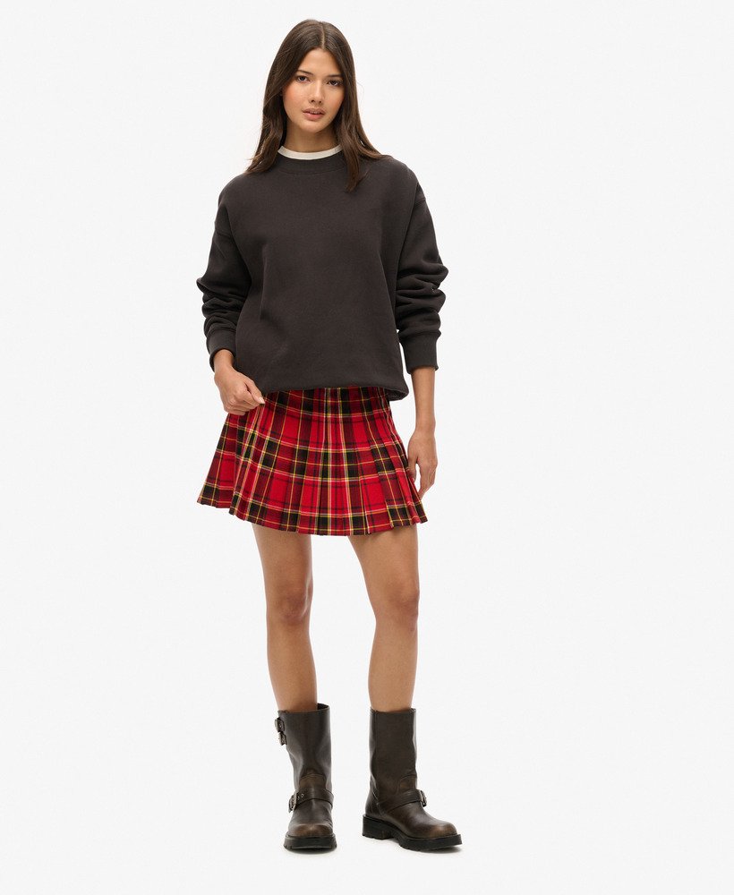 minirok met middelhoge taille en ruitpatroon in rood-zwart ruitpatroon