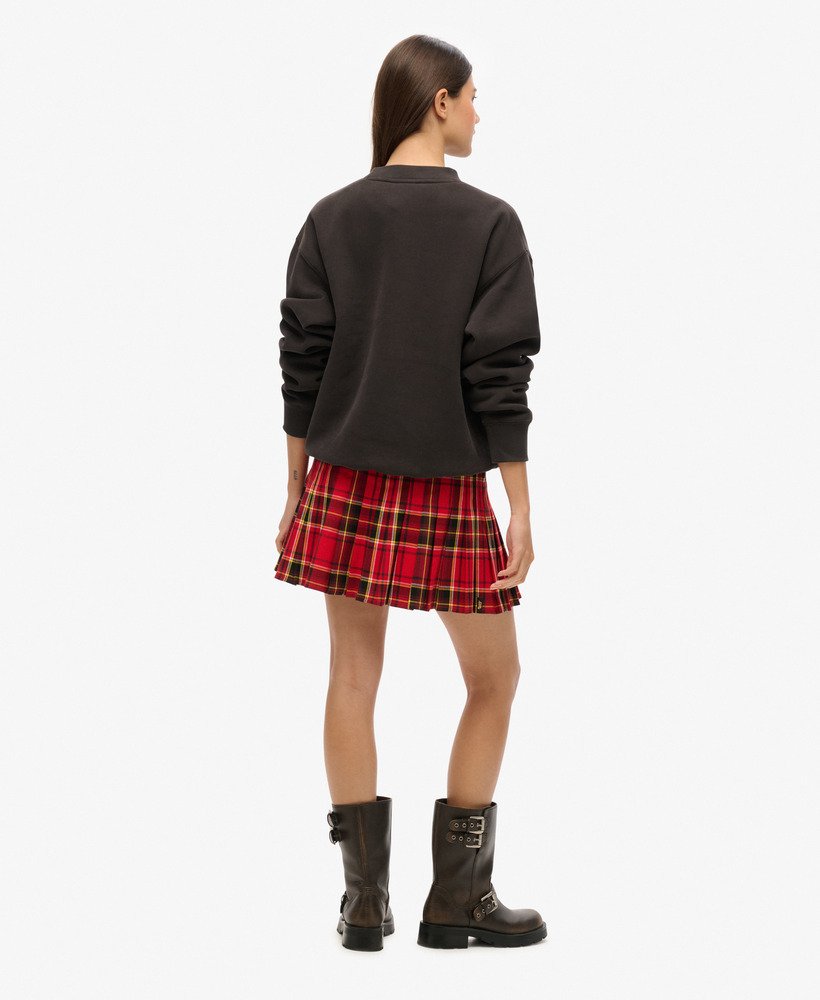 minirok met middelhoge taille en ruitpatroon in rood-zwart ruitpatroon