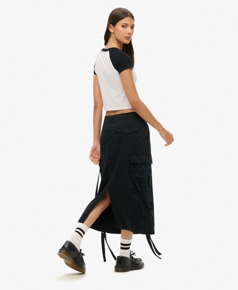 cargo midi rok in gewassen zwart