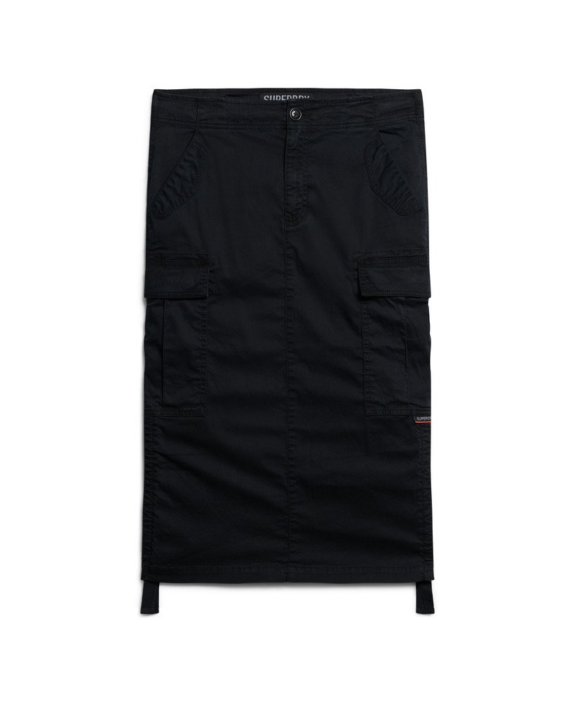 cargo midi rok in gewassen zwart
