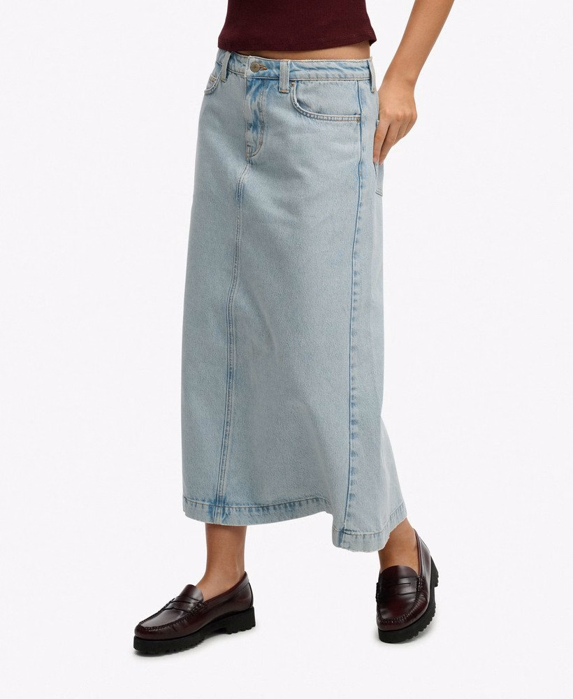Denim cargo maxi rok