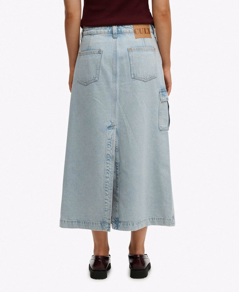 Denim cargo maxi rok