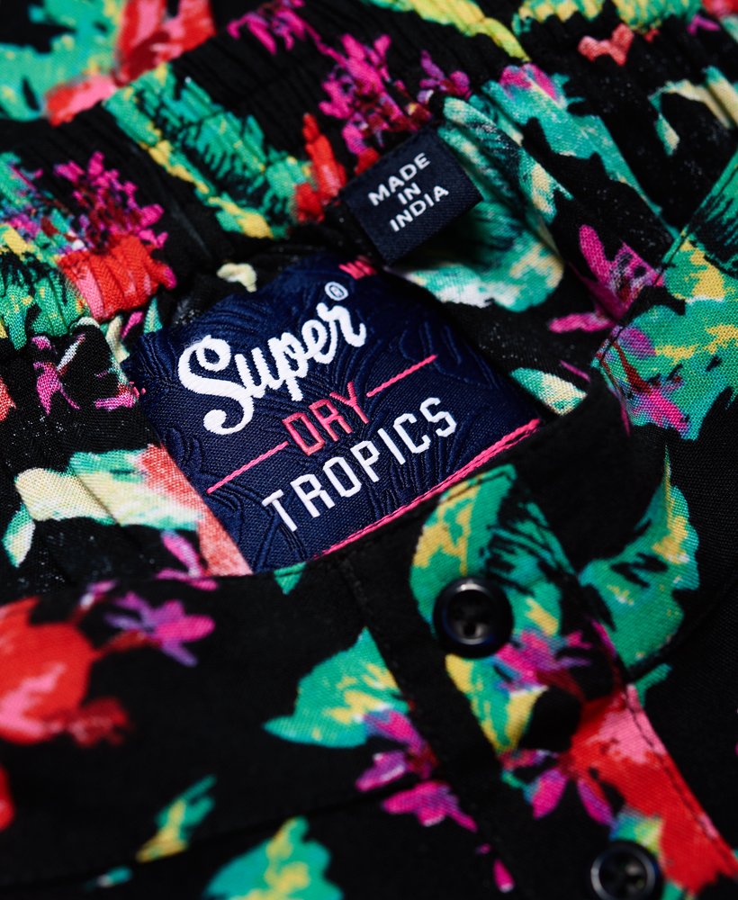 90s maritieme knopenrok in tropische hibiscus