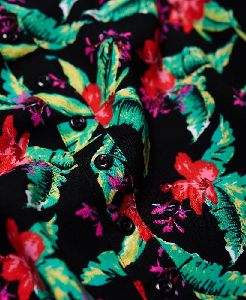 90s maritieme knopenrok in tropische hibiscus