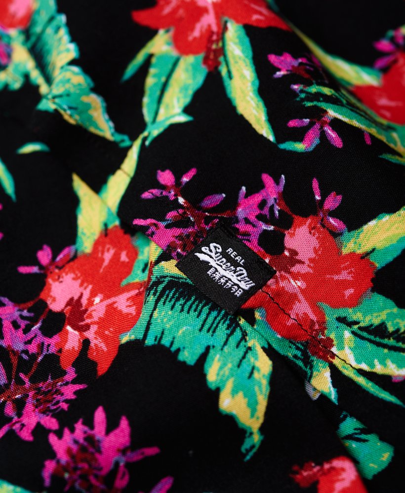90s maritieme knopenrok in tropische hibiscus