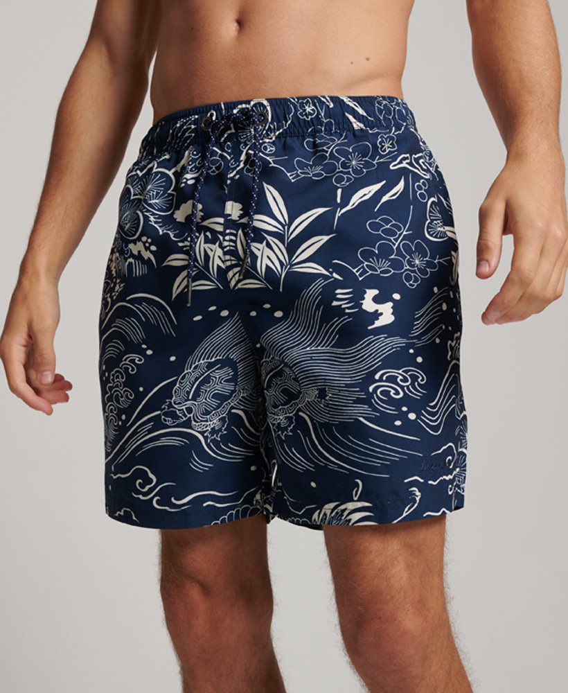 hawaiiaanse zwembroek van gerecycled materiaal in horaizu indigo