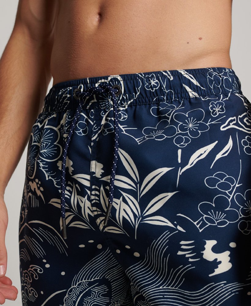 hawaiiaanse zwembroek van gerecycled materiaal in horaizu indigo