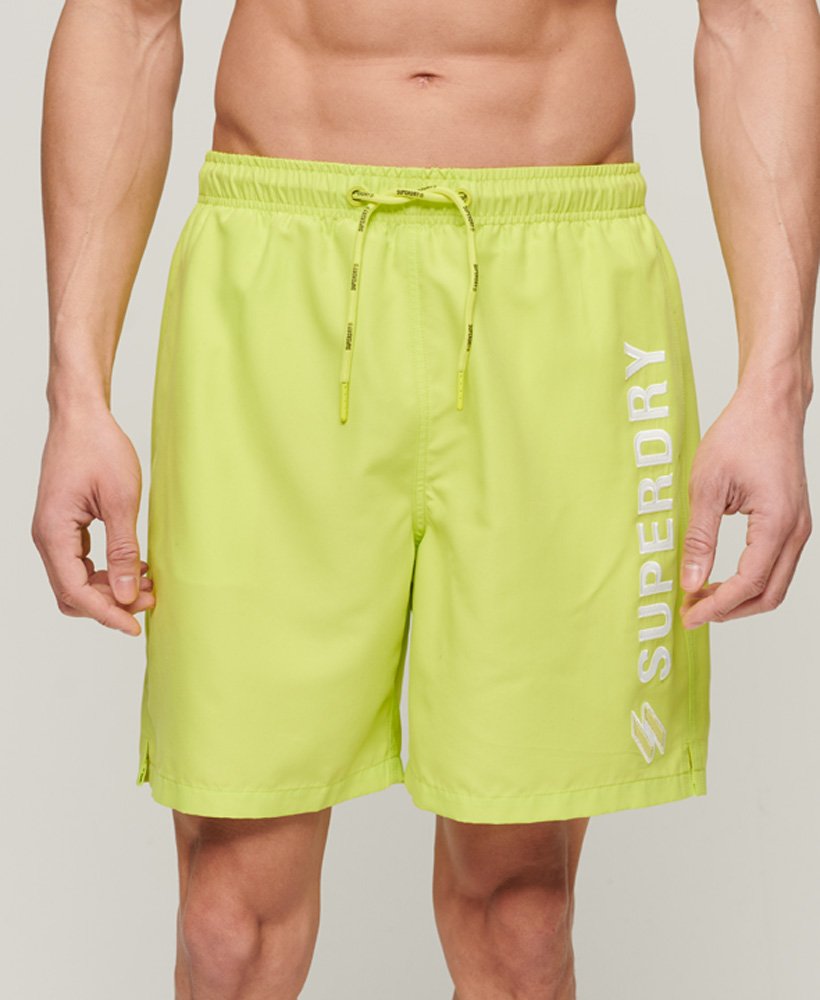 gerecyclede zwemshorts met applicaties van 48 cm in de kleur electric lime.