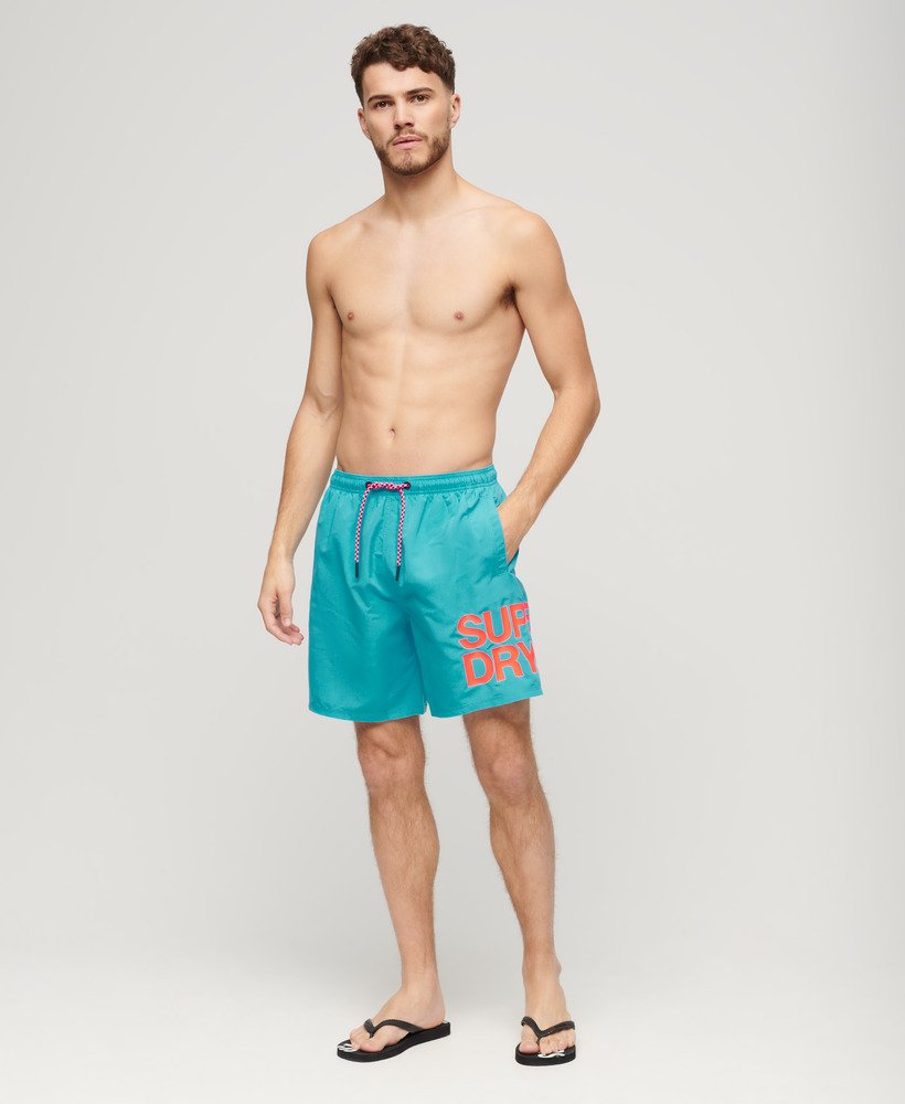 sportswear logo 17-inch gerecyclede zwembroek in strandblauw