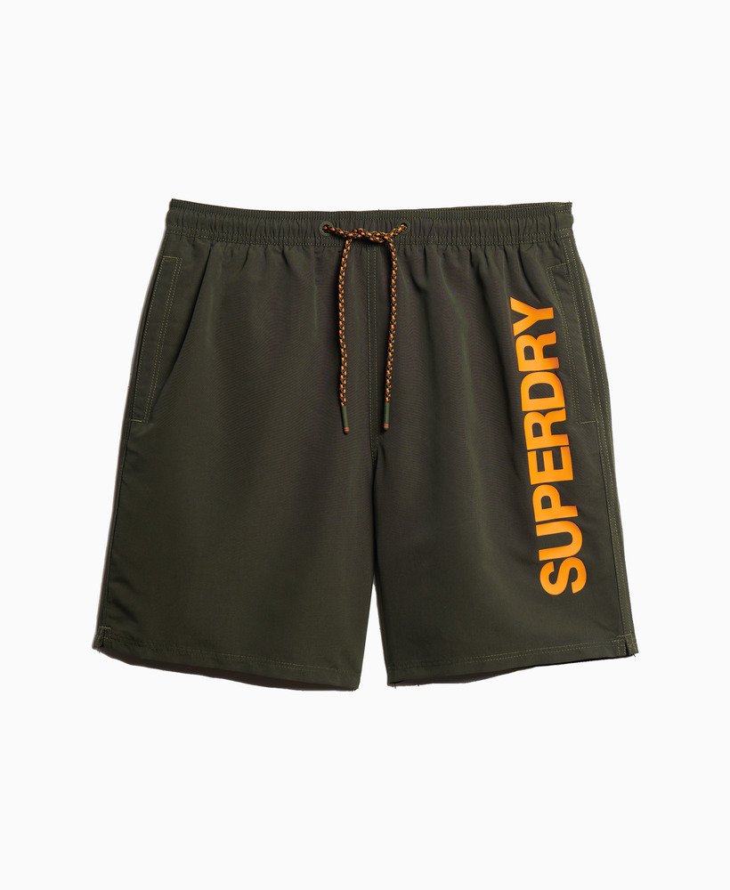 sport graphic 17-inch zwembroek van gerecycled materiaal in legergroen kaki